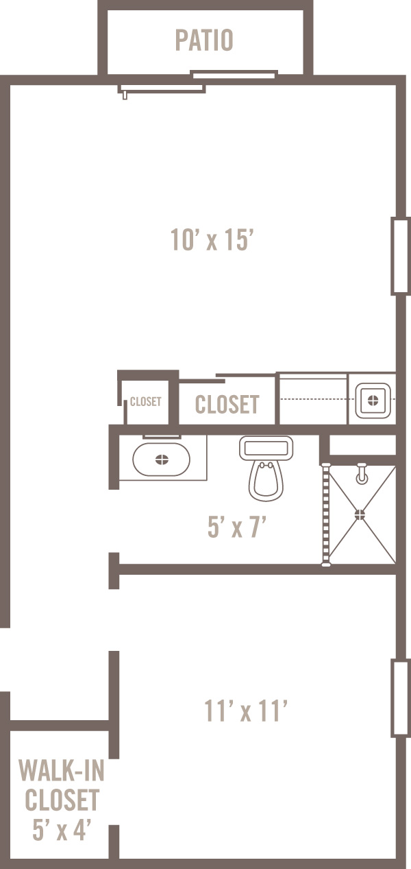 Assisted Living I Floor Plan - One Bedroom Charlestown