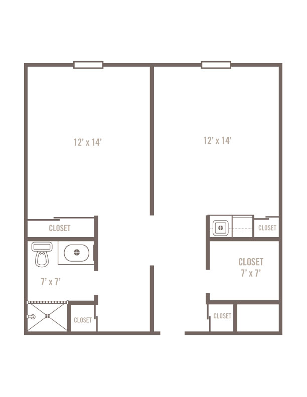 Assisted Living I Floor Plan - One Bedroom Elizabeth
