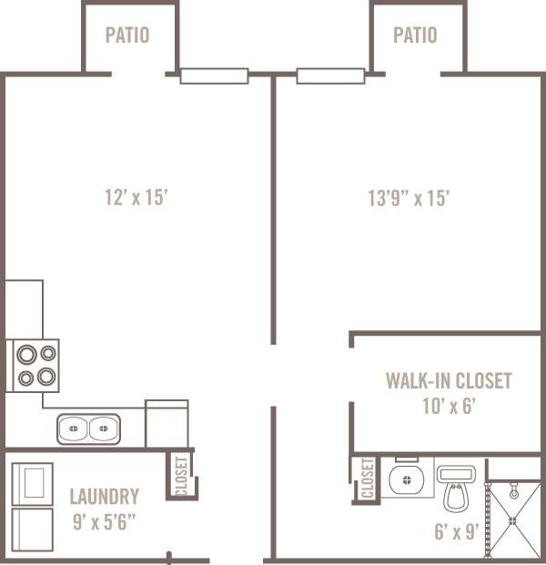 Assisted Living I Floor Plan - One Bedroom Georgian